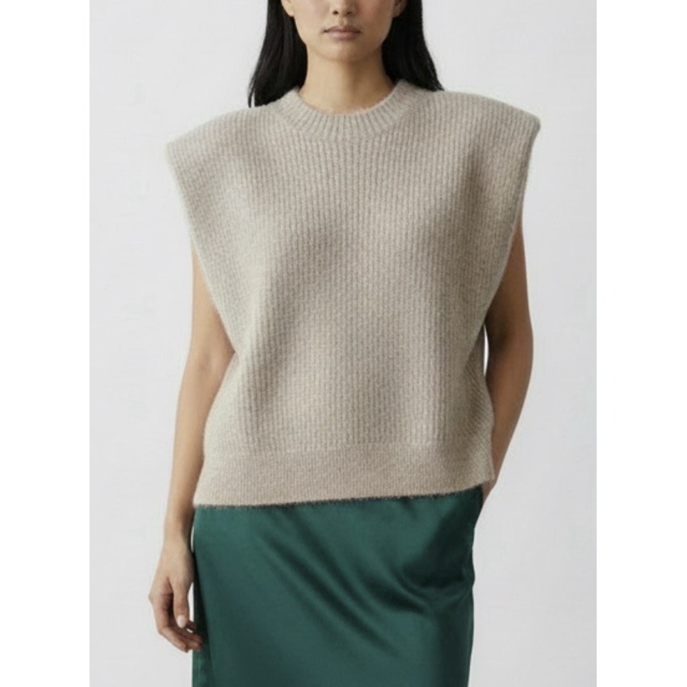 NWT Banana Republic Melli Alpaca Blend Sweater Vest XL Beige Knit Quiet Luxury